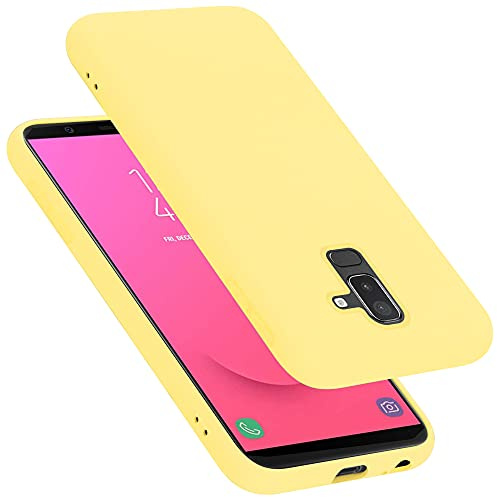 Cadorabo Hülle kompatibel mit Samsung Galaxy A6 Plus 2018 Hülle Silikon Handyhülle für Galaxy A6 Plus 2018 Case aus flüssigem Silikon- Kratzfeste und stoßfeste dünne TPU Schutzhülle - Liquid GELB
