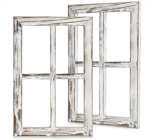 CALIFORNIA CADE ELECTRONIC Decorazione rustica da parete, decorazione per la casa, per finestre, cornici in legno di fienile, decorazione per la casa o l'esterno, non per immagini, set di 2 (bianco)