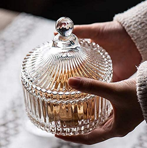 eKsdf Zuckerdose Bonbonglas mit Deckel,Glasdosen Bonbongeschirr Bonbonniere Vorratsgläser Süßigkeiten Gläser Bonbonbehälter Staubdicht Kristallglas Tablett für Party Dekorative Bonbonbuffet Snacks(L)