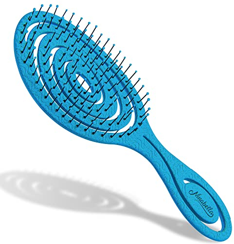 Ninabella Detangling Hair Brush for Women & Men - Does not Pull, Removes Tangles, Brushes for Straight, Curly & Wet Hair - Detangle Brush - Unique Spiral Hairbrush, Royal Blue