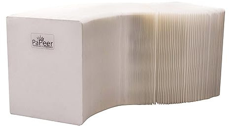 PaPeer PAPER ART FURNITURES Faltbare Sitzbank aus Papier Weiß 200x30 cm aufgebaut inkl. gepolstertem Sitzkissen aus Lederimitat, Pappmöbel, platzsparend - Design aus Papier