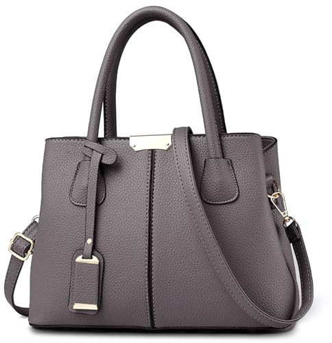 DORRISO Handtaschen für Damen - Schlicht Mehrfachtaschen Multifunktional Hochwertige Langlebig Diebstahl für Arbeits Büro Dates Alltag Feiertage Dunkel Grau