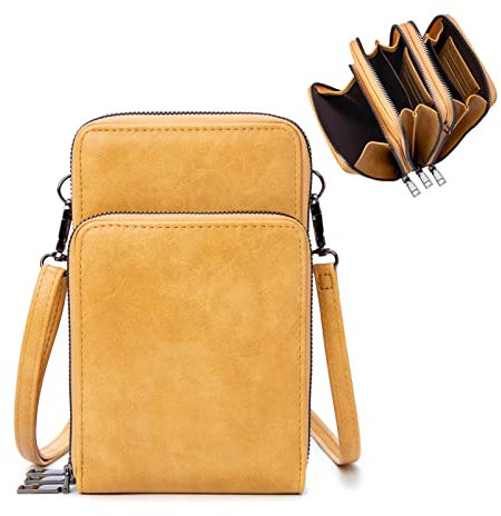 myfriday Petit sac à main à bandoulière pour téléphone portable pour femme, mini sac à main à bandoulière avec emplacements pour cartes de crédit