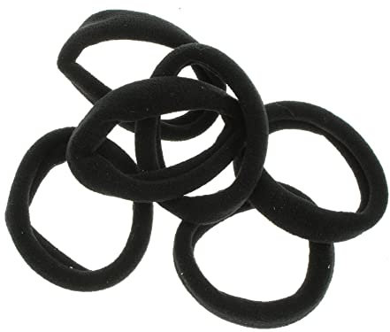 Black Jersey Endless Snag Free Hair Bobbles Hair Elastics Hair Bands for Women Girls by Glitz4Girlz