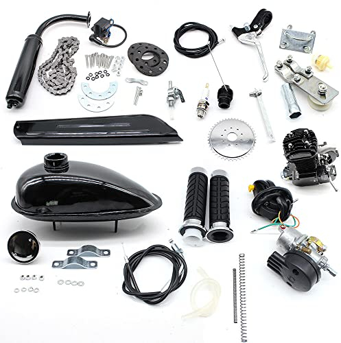 80cc Fahrradmotor Kits,80cc 2-Takt Fahrrad Motor, Motorisierte Motor Schalldämpfer Fahrrad Höchstgeschwindigkeit 38km / h für Motorisierte Fahrräder