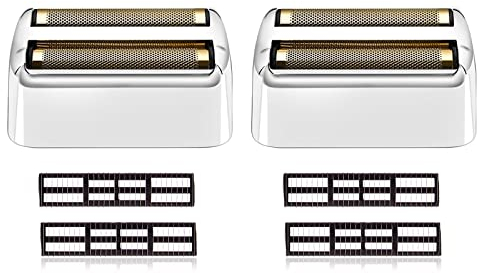 Ersatzscherteil Kompatibel mit BaByliss Folienrasierer FXFS2G/FXFS2 Rasierer,Elektrorasierer Scherkopf Scherfolie Kompatibel mit BaByliss Pro Folienrasierer,Silber- 2 Sätze