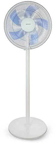 SOGO Ventilador de Pie Potente y Silencioso, Ventilador de Suelo Ocsilante de altura 90 o 125 cm con 3 velocdades, Diámetro 40cm, 5 aspas, 50W, color Blanco (SS-21245-W)