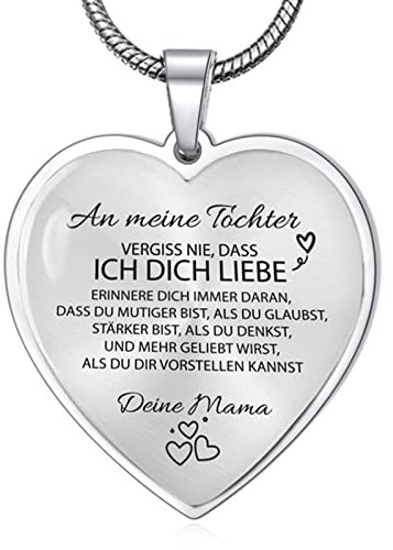 YOTHIWAD An Meine Tochter Kette mit Spruch von Mama,Herz Anhänger Kette,Schmuck Geburtstag Graduierung Geschenke für Tochter von Mama(Silber)