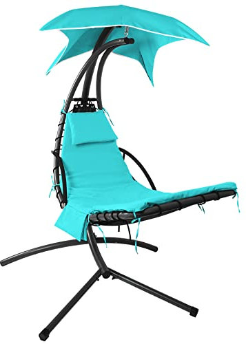 Lenahdale Hammock Umbrella-Lounge Chair Swing Cushion Cover Outside, Machine Washable -Waterproof-Breathable Hanging Chaise Lounge Outdoor Cushions Covers and Umbrella (Cushion Not Included), Blue