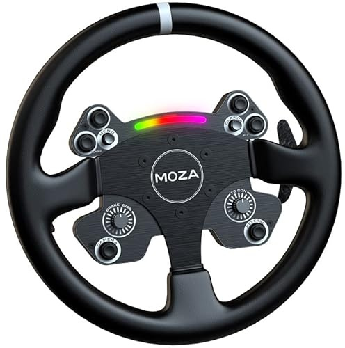 MOZA CS Lenkrad, Rund, 33 cm, Schwarz, Kunstleder, Universelle Passform, PKW