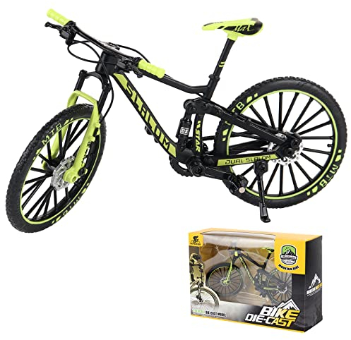 FENGQ 1:10 Finger Fahrrad Modell, Mountainbike-Modell Spielzeug, Mini Fahrrad Modell Spielzeug, Miniatur Finger Bike für Kinderspielzeug, Geschenke und Dekoration (Grün)