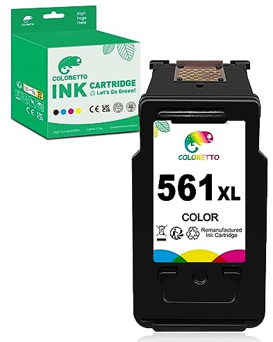 COLORETTO CL-561XL (1 Farbe) Ersatz-Tintenpatrone für Wiederaufbereitete Druckerpatronen für Canon CL-561 XL zur Verwendung mit Pixma TS5350 TS7450 TS5351 TS5352 TS5353 TS7451 Multipack