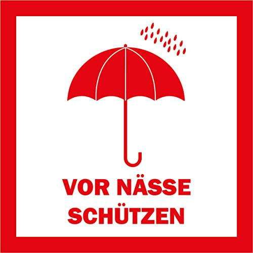 Logistiketiketten „VOR NÄSSE SCHÜTZEN“
