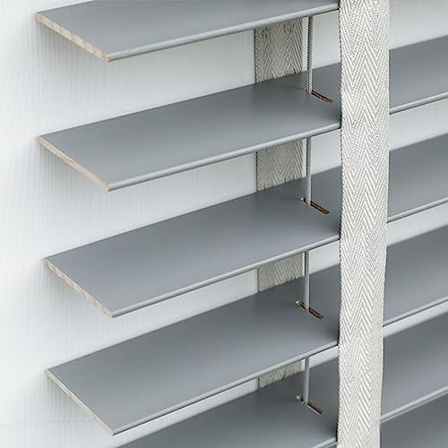Jalousien Aus Holz,Natürliche Massivholz Jalousie 50mm Lamellen,Fensterläden,Sichtschutzvorhänge,Sonnenschutz/Verdunkelung/Wärmedämmung Horizontal Jalousetten,Grau,Anpassbar,W×H-130x180cm/51x71in