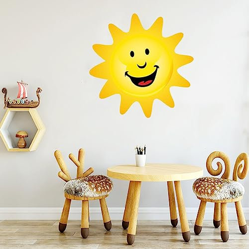Wandtattoo Blumen Dekorativer Wandaufkleber mit Cartoon-Smiley-Sonne Wanddekoration Neugeborene Kinderzimmer Selbstklebende Tapete