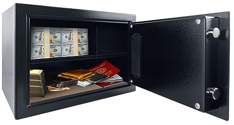 JOIEYOU Safe Tresor, 34L Möbeltresor Doppelbolzenverriegelung, Tresor feuerfest wasserdicht mit Zwei Freischaltmodi – 38x30x30 cm