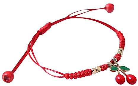 Xbemkste Geschenke für Frauen Rote Schnur Paar Armband Weiblich Diy Erdbeere Kirsche Handschnur Zopf Boudoir Kinder Student Geschenk Schmuck Geschenke zur Hochzeit (B, One Size)