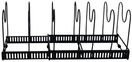 Soulnioi Expandable Pans Organiser Rack with 7 Adjustable Compartments Pot Lid Holder Kitchen Utensils Storage for Kitchen Cupboard