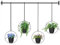 Mutool 4 Pack Hanging Plant Pots, Garden Hanging Basket Plant Hanger with 4 Plastic Flower Basket Hanging Rope & Metal Rod, Modern Wall and Ceiling Hanging Plant Holder, Black