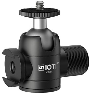 SIOTI Stativ-Mini-Kugelkopf, mit Kaltschuh-Halterung, Panorama-360° vertikales Schwenken, 90°, kompatibel mit Digitalkamera/DSLR/Handy/Einbeinstativ/Lichtständer/Action-Kamera usw.