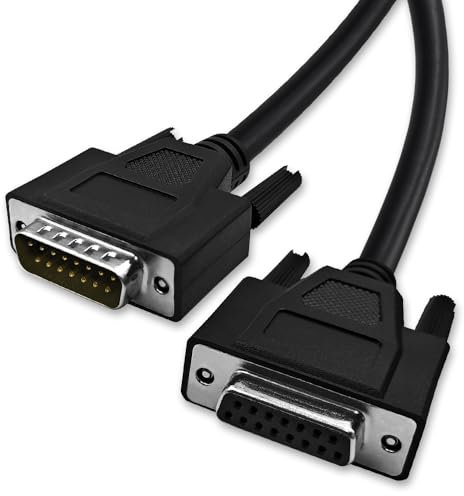 XANHAM 16 Feet(5 Meter) DB15 15 Pin Two Row Straight Through Serial Extension Cable, Double Shielded(Metal Braiding&AL-foil), Female to Male, Black, SC910S09FM