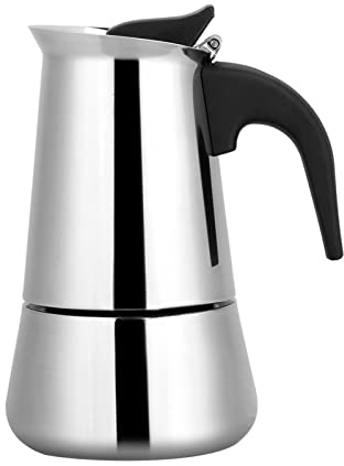 Stovetop Coffee Maker, Portable Stainless Steel Moka Coffee Pot Stove Top Espresso Maker for Mocha Cappuccinos Lattes Kitchen Office (100ml)