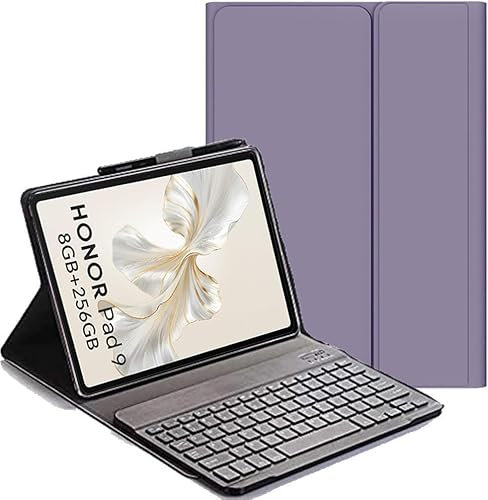 YHFZR Clavier étui pour Honor Pad 9 Tablet, AZERTY Slim PU Housse Détachable Wireless Clavier Keyboard sans Fil Coque pour Honor Pad 9 Tablet 12,1 Pouce, Mauve