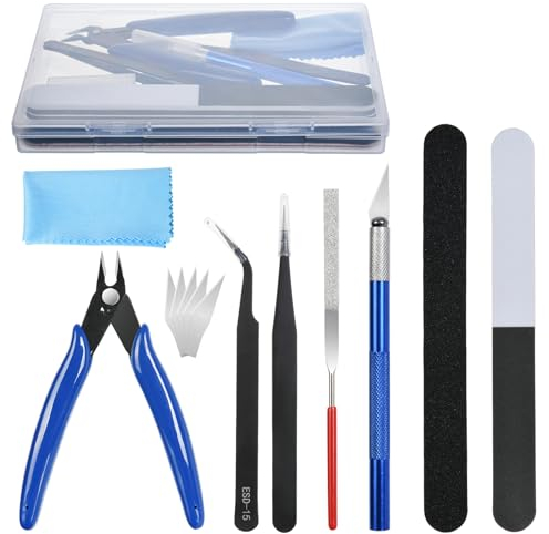 HOTUT Outils de Modélisme, 14 Pièces Modeleur Basic Outils Craft Set, Ensemble d'outils de Fabrication de Modèles, Modèle Outils de Loisirs Kit pour L'assemblage, Construction, Réparation de Modèles