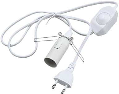 MaGiLL 1.8m Netzkabelkabel for Dimmer AN AUS Schalter Metallclip E14 E27. Lampensockel-Hanglamp-Halter-Sockel-Steckkabel for Salz-Rock-Lampe Portalamparas (Size : E14, Color : White dimmer switch)