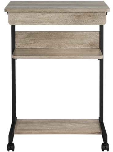 Soberine Scrivania Angolare da Ufficio per Computer Scrivania ad Angolo 56 x 51 x 79,5 cm Mobile Studio Porta pc con Ruote Tastiera Scorrevole Postazioni da Lavoro (Grigio)