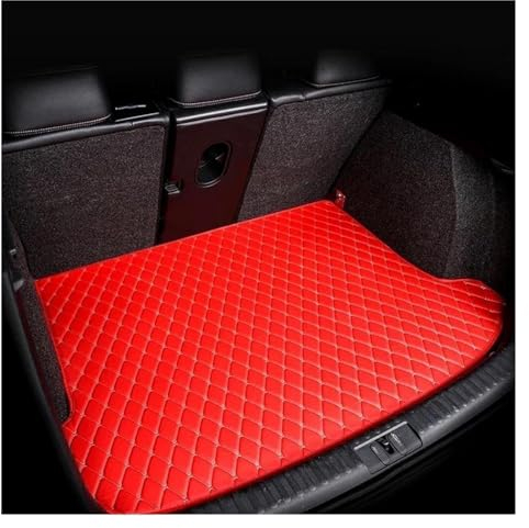 Kofferraummatte Für X5 E70 2008-2013 5-Sitzer Heckschutz Zubehör Ablage Teppich Custom Leder Auto Kofferraummatten Antirutschmatte(Color:Red Sigle)