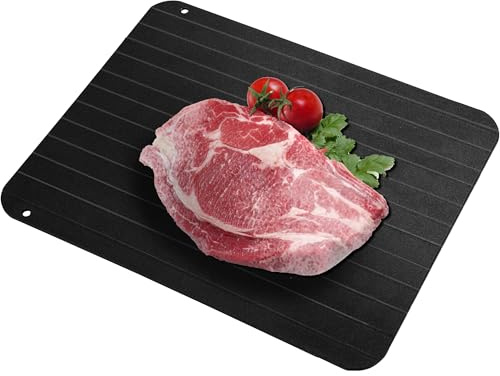 Thaw Plate Quick Defrosting Plate, Black, M-29.5 * 20.8cm | Aluminum, Faster Defrost, For Frozen Food Meat, Board Tray