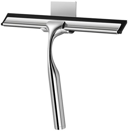 Multi-Purpose Squeegee, Stainless Steel Shower Screen Wiper with Strong Suction Hook for Window, Glass, Shower Door, Car, Heavy Duty Window Scrubber,10Chrome