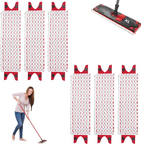 6 Stück Bodenwischer Ersatzbezug für Vileda Ultramax XL, Extrabreiter Wischmopp Ersatzbezug 51.5 x 13.5cm aus Mikrofasern, für Flecken Entfernen Boden Reinigen（80% Polyster + 20% Polyamide）