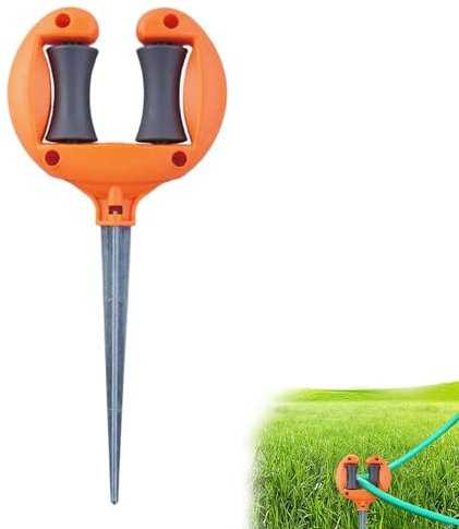 Garden hose guide, garden hose guide posts, metal garden hose guide holder, multifunctional stake and roller system for protecting plants, guiding the garden hose and for