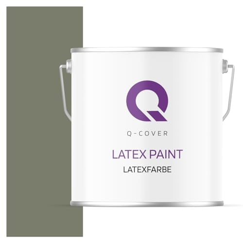 Q-COVER Latexfarbe 5L Dunkel Khaki – Matte Innenfarbe für Wand & Decke, Klasse 3, Hohe Deckkraft, Scheuerfest