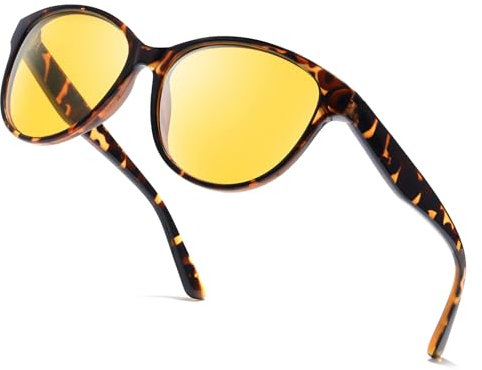 SIPHEW Night Driving Glasses, Yellow Anti Glare Night Vision Glasses for Driving, Yellow Polarised Lenses Reduce Headlight