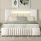 Doppelbett,Polsterbett,Polsterbett mit Vier Schubladen,Polsterbett mit Lichtleiste,140 * 200cm (Beige)