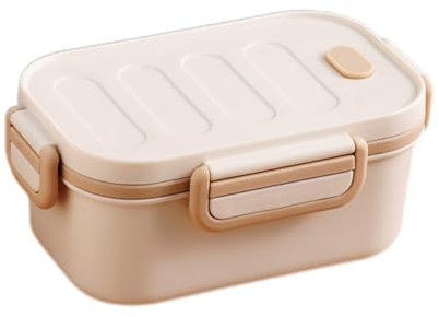 MerwDeeyt Kleine Brotdose Erwachsene Lunchbox mit Fächern, 1000ML Brotzeitbox Auslaufsicher Lunch Box Adult Brotbüchse für Männer Frauen, 2-Schicht Frühstücksbox Vesperdose Bento Box (Beige)