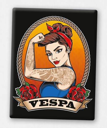 Vespa Emblem - Front-Emblem für Vespa Piaggio Kaskade - 3D-Doming Aufkleber von V-Sticker.com - VP-258 - Rockabilly-Girl