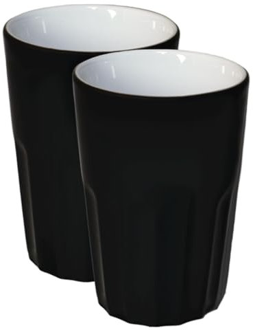 Mahlwerck Porzellan Latte Macchiato oder Cappuccino Becher, Kaffee-Tasse French Style, Diamond Black, matt, 400 ml, 2er Set