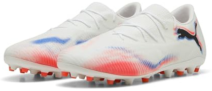 PUMA Future 8 Match Low MG - Tenis de fútbol Unisex, Puma Blanco Puma Negro Rojo Brillante, 39 EU