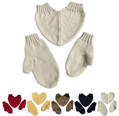 XQILGVF Lustige Händchen haltende Handschuhe, Paarhandschuhe, warme Winterhandschuhe aus Strick, 2-Personen-Fäustlinge als Geschenk für den Partner (Gray,One Size)