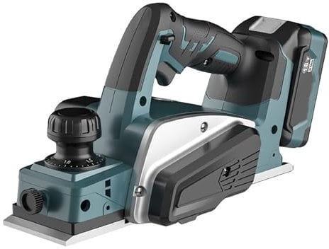 ERICAT Electric Wood Planer, 18V Benchtop Woodworking Planer With Anti-slip Handle, 15000R/Min No-Load Speed and 82mm Width, 2mm Cut Depth Adjustable and Easy Glides, For Home Decoration, Carpentry