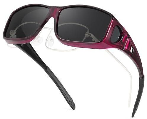 TJUTR Polarisierte Überbrille Sonnenbrille für Herrn Damen, Wrap Around Anti Blendung Fit über Korrektionsbrille mit UV400 Schutz