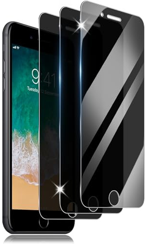 Vsjnk Privacy Tempered Glass Compatible with iPhone 7 Plus/iPhone 8 Plus Screen Protector, 3 Pieces Screen Protector Anti Fingerprint Anti Scratch Anti Bubbles Hardness 9H
