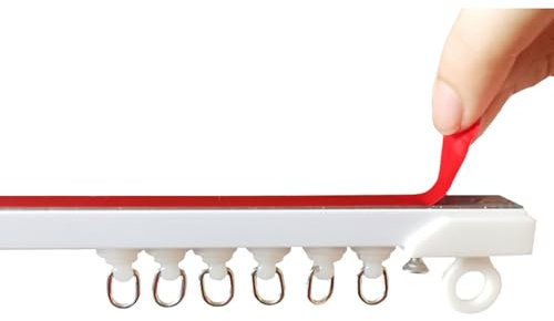 HZEPDVT Rail De Rideau De Porte avec Roue Suspendue, Rail Coulissant Silencieux, sans Poinçon, Monté sur Le Dessus, Adhésif Latéral, Piste Auto-adhésive Blanche(250cm(98.4in))