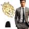 1 broche couronne de lion et de roi Dreamtime en or pour homme, broche en acier inoxydable punk animal, boucle de cravate pour homme, broche gothique punk rock pour homme