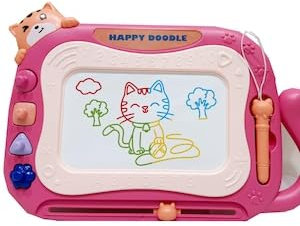 Happy Doodle Magnetische Maltafel für Kinder, mit Tiermotiven (Rosa)
