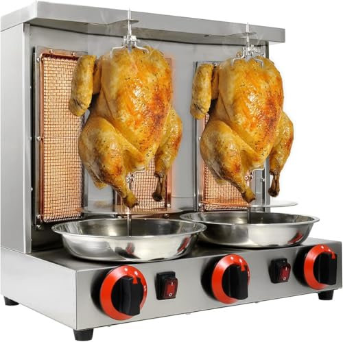 ZYFBD Rotating Gas Grill Rotisserie Machine, Stainless Steel, 360 Degrees Heating, Easy to Clean, Ideal for Restaurant and Home Kitchen Use
